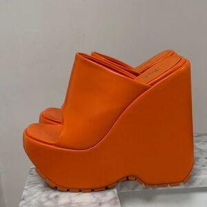 SHEIN Bold Orange Platform Mules